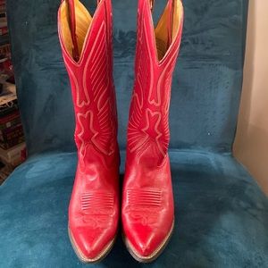 Vintage Red Leather Cowgirl Boots